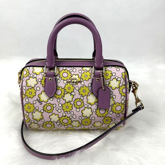 Coach Mini Rowan Crossbody Bag With Floral Print In Canvas CBM69 Lilac Multi NWT - Picture 1 of 10